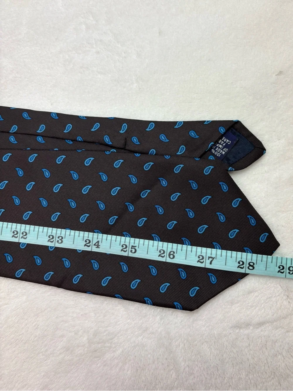J. Crew Silk Brown Tie with Blue Paisley Accents